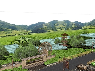 现代乡村农场大棚 美丽乡村大棚温室种植薄膜
