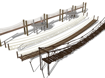 现代索道桥 吊桥 木材