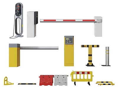 现代道路设施 路障 收费杆 充电桩