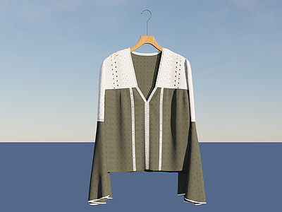 现代服装 蕾丝针织衫