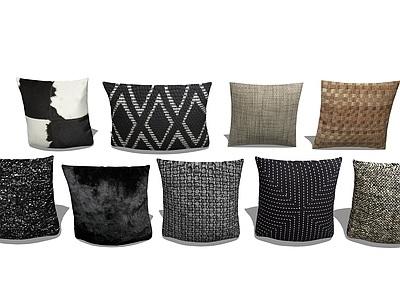 现代黑色简约抱枕 编织枕头