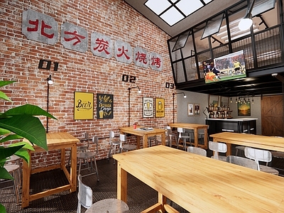 工业风格餐厅 烧烤店 饭店 餐厅 LOFT餐厅