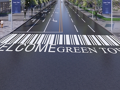 现代道路 创意斑马线设计 街角景观