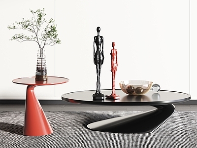 现代茶几 圆形 子母形