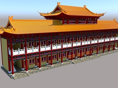 中式寺庙建筑 厢房