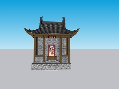中式土地寺庙建筑