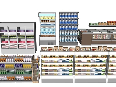 现代货架 货柜 奶制品冰箱 冰柜 牛奶零食百货 超市货架
