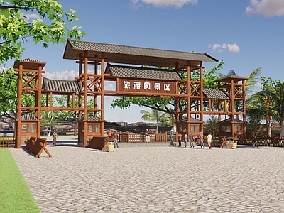 新中式牌楼牌坊 乡村大门 风景区标识标牌 美丽乡村形象入口