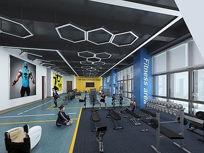 现代健身房 健身器材 公共空间