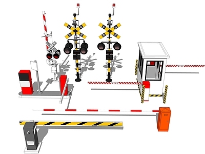 现代交通信号灯 火车闸杆
