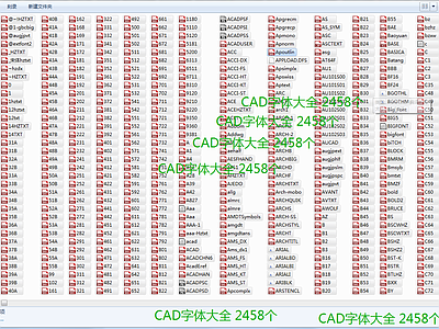 cad字体 cadFonts 施工图 平面图块 字体