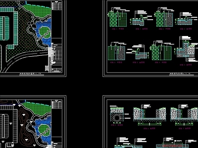 停车场平面布置及绿化地铺节点图 施工图 户外