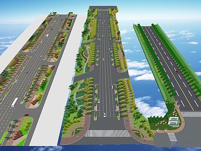 现代道路 道路绿化景观 高速公路建设 道路硬化
