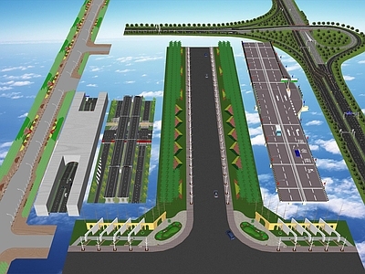 现代道路 道路绿化景观 高速公路建设 道路硬化