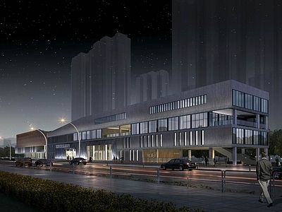现代社区活动中心建筑 邻里中心 办公楼 活动中心