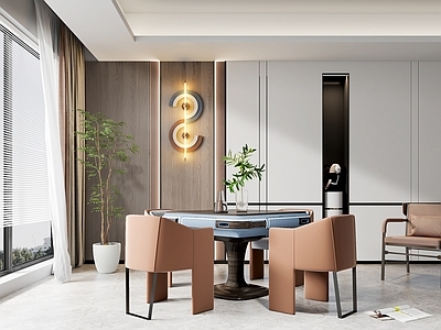 现代棋牌室 麻将娱乐室 麻将桌 休闲椅