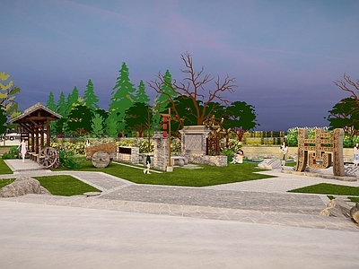 现代公园景观 美丽乡村公园