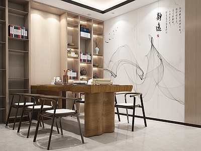新中式茶馆 茶桌 茶海 茶柜 茶叶储物展示柜