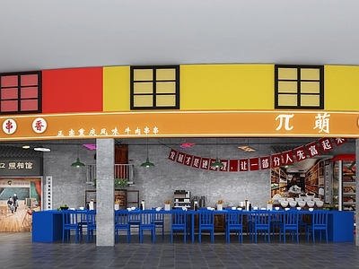 工业风火锅店 串串店 霓虹灯 墙绘 展柜风