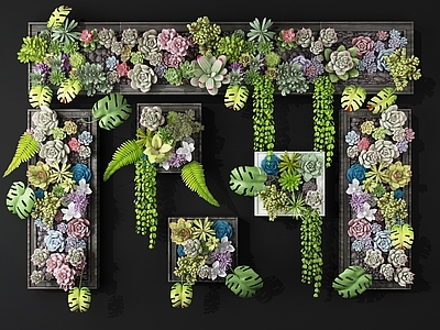 现代鲜花植物墙 绿植背景墙