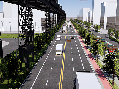 现代道路 马路 铁路 铁桥