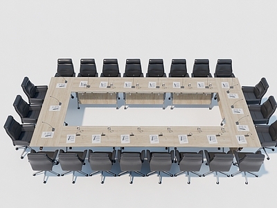 现代办公会议桌 皮革椅