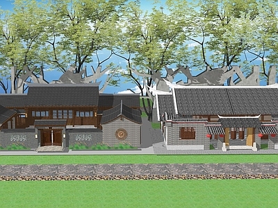 新中式寺庙建筑 祠堂建筑 宗祠