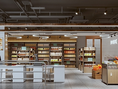 现代超市 生活超市 生鲜超市 便利店 货架 展架 冷藏柜 鲜肉储藏柜