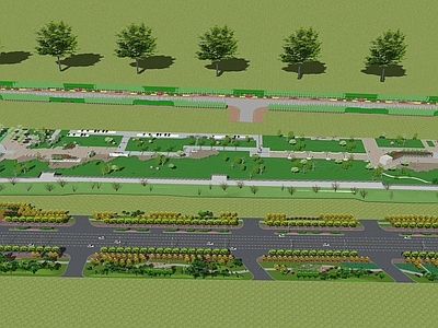 现代道路 美丽乡村新农村市政城市 公路 绿化带节点