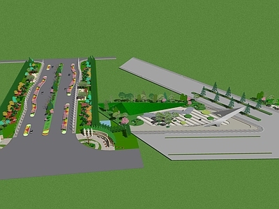 现代道路 美丽乡村新农村市政城市道路 公路 绿化带景观节点