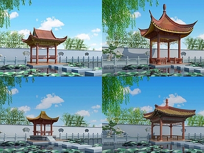 中式凉亭 水榭