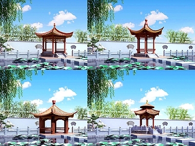 中式凉亭 水榭