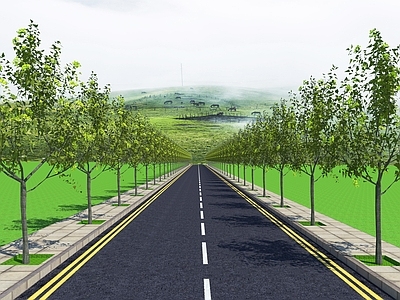 现代道路 乡村旅游公路风景道绿道 绿荫