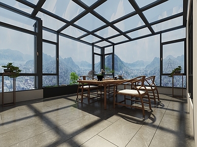 新中式 阳台