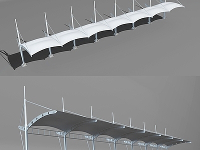 现代遮阳棚 异形张拉膜结构 自行车棚
