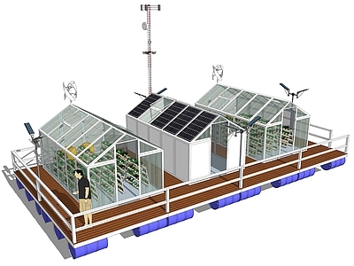 现代浮动农业建筑 农场