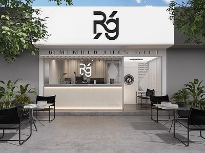 现代奶茶店 备餐区 户外 收银