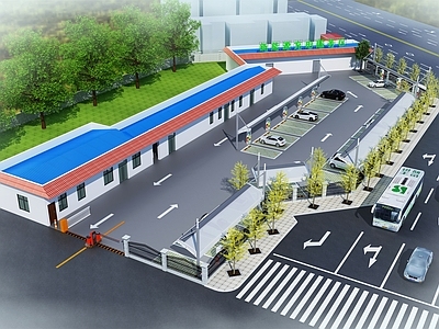 现代加油站 充电站 停车场