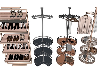 现代旋转衣架 鞋架 挂衣 落地
