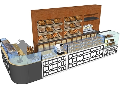 现代面包店展柜 吧台 点餐台 收银台