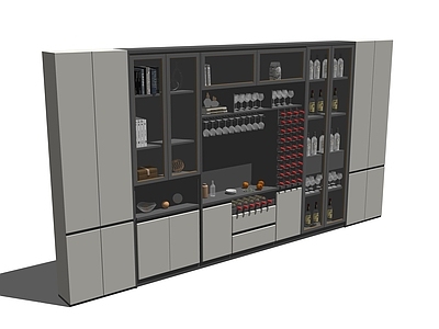 现代酒柜 高柜 酒具 餐厅边柜 置物柜 货柜 高柜 木材