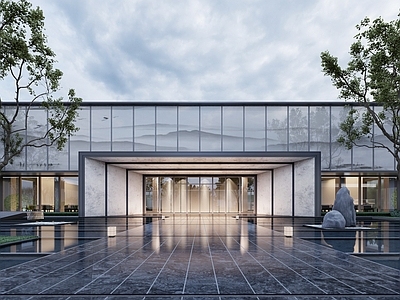 现代售楼处建筑 示范区 方形