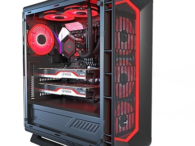 现代电脑主机 机箱 主板 显卡 NVIDA显卡 电脑机箱 机箱 电脑