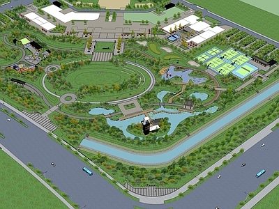 现代公园景观 文化体育运动公园