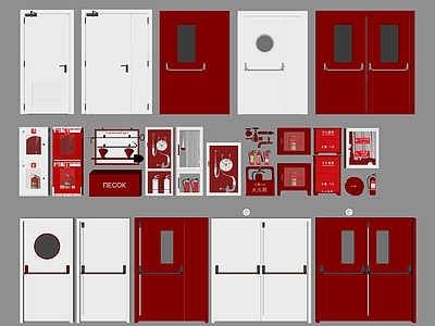 现代消防栓 消防门 安全门 安全出口 逃生门 不锈钢门 灭火器