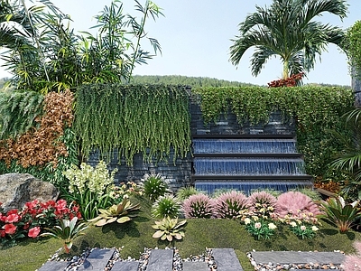 现代植物堆 墙 花草 花卉 植物墙 花园
