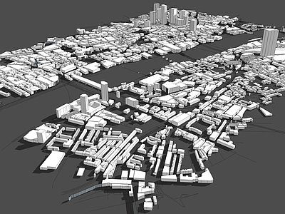 现代鸟瞰图规划 简模规划 建筑体块