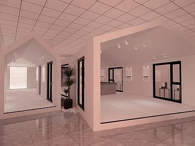 现代商业展厅 门窗展厅 沙发组合 旱景 轨道灯