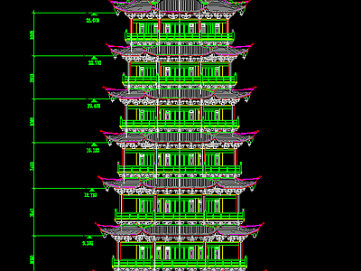 七层仿古佛塔建筑施工图