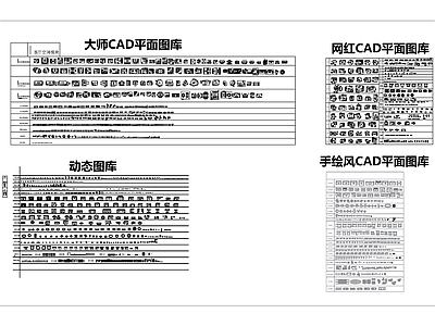 室内CAD平面图库大全 网红 大师 平面图块
